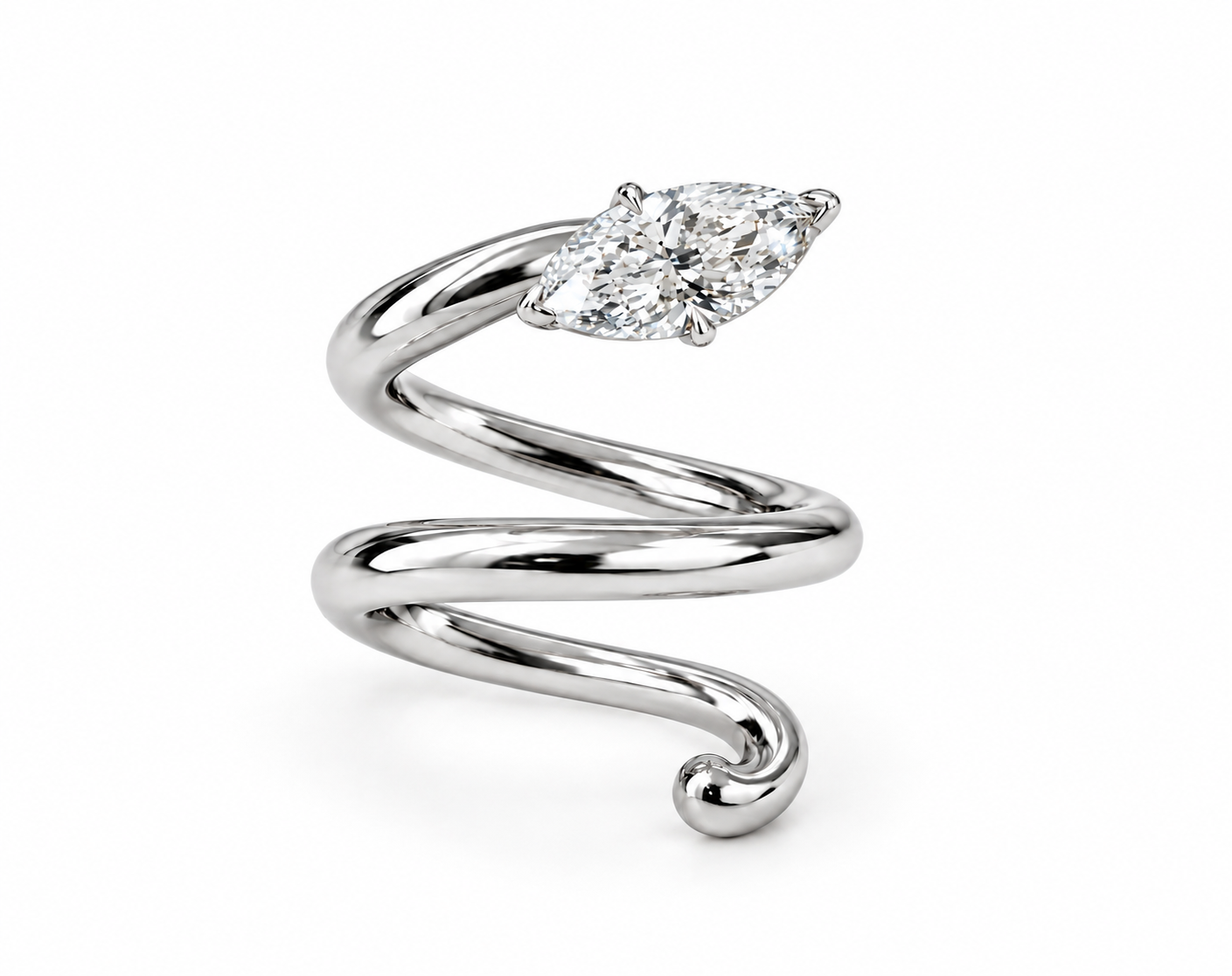 Solitario Snake in oro bianco 18k